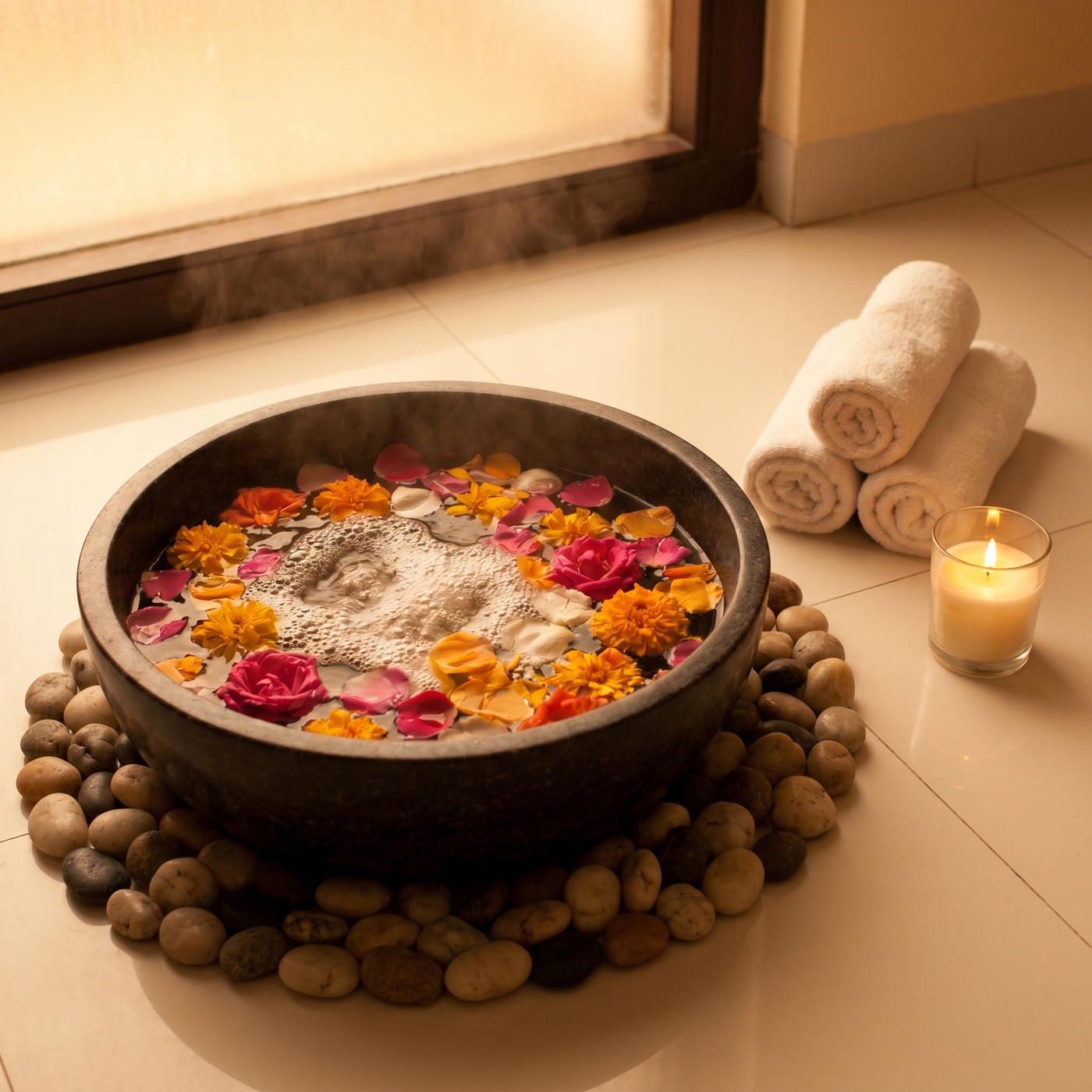 A relaxing spa pedicure in progress
